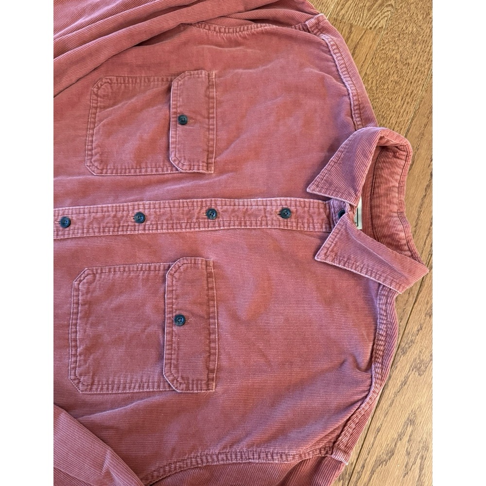 Vtg L.L.Bean Corduroy Button Down Shirt Red Men's Large Double Pocket Gorpcore